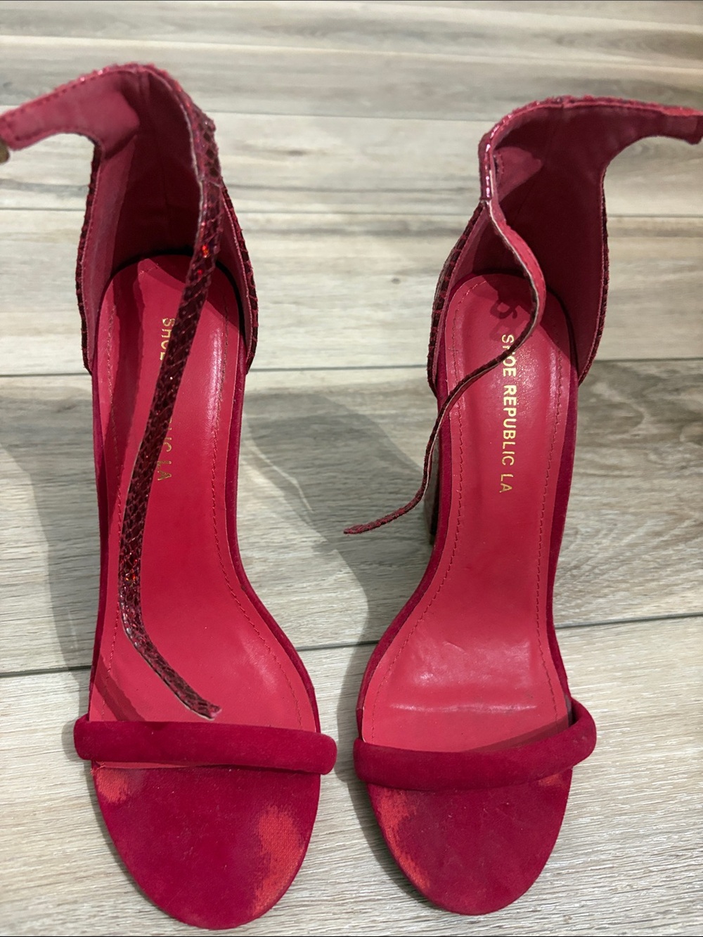 Shoe Republic LA Hot Pink Suede Ankle-Strap Heels
